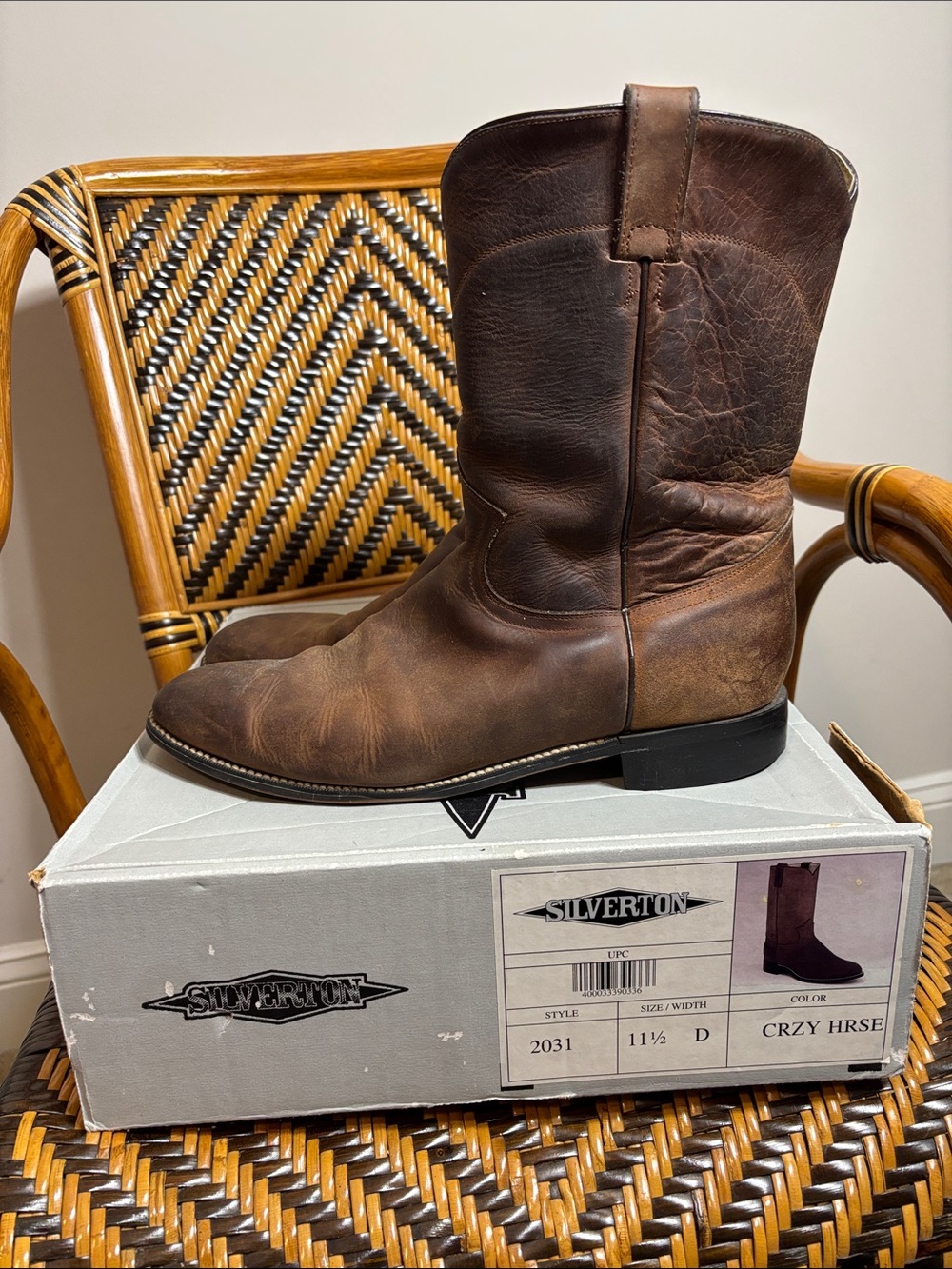 Silverton Western Roper Boots Cowboy Leather Size 11.5 D